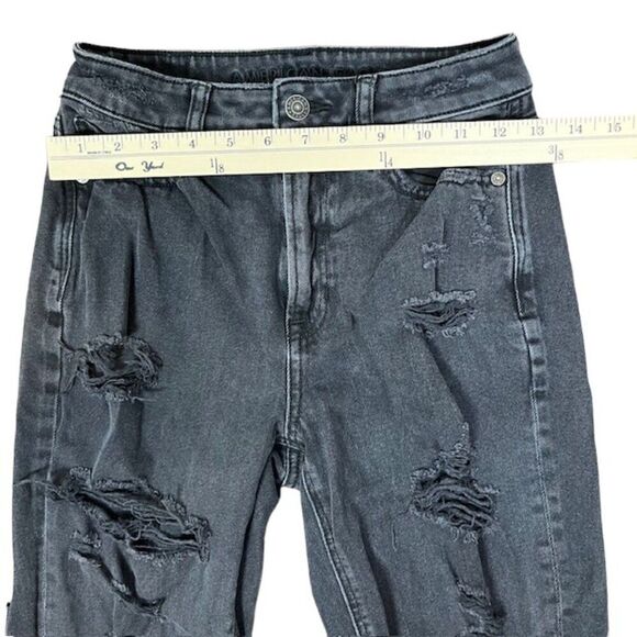 American Eagle Destroyed Black Denim Jeans Distressed Medium Wash Size 00 - Picture 2 of 9